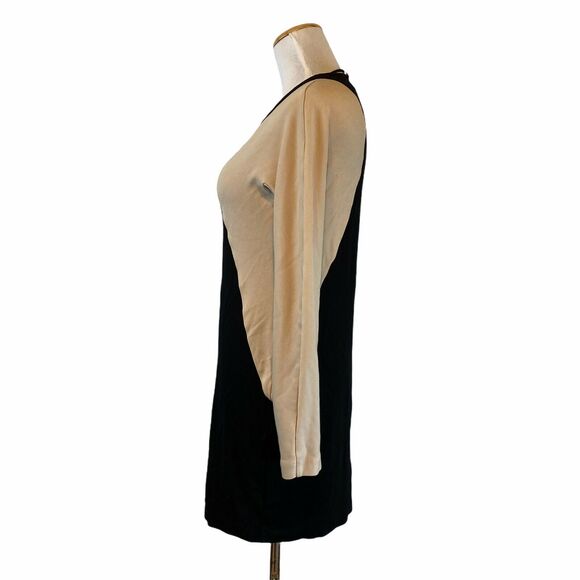 COS Women's Colorblock Black & Beige Longsleeve Sheath Dress Size Medium - Picture 2 of 7